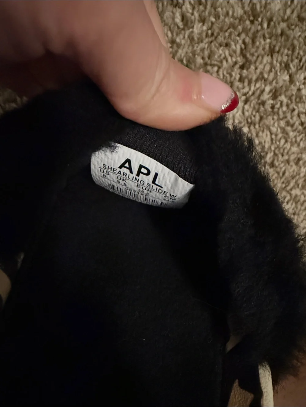 APL Black Faux-Fur Leopard Trim woman’s Slide Sandals